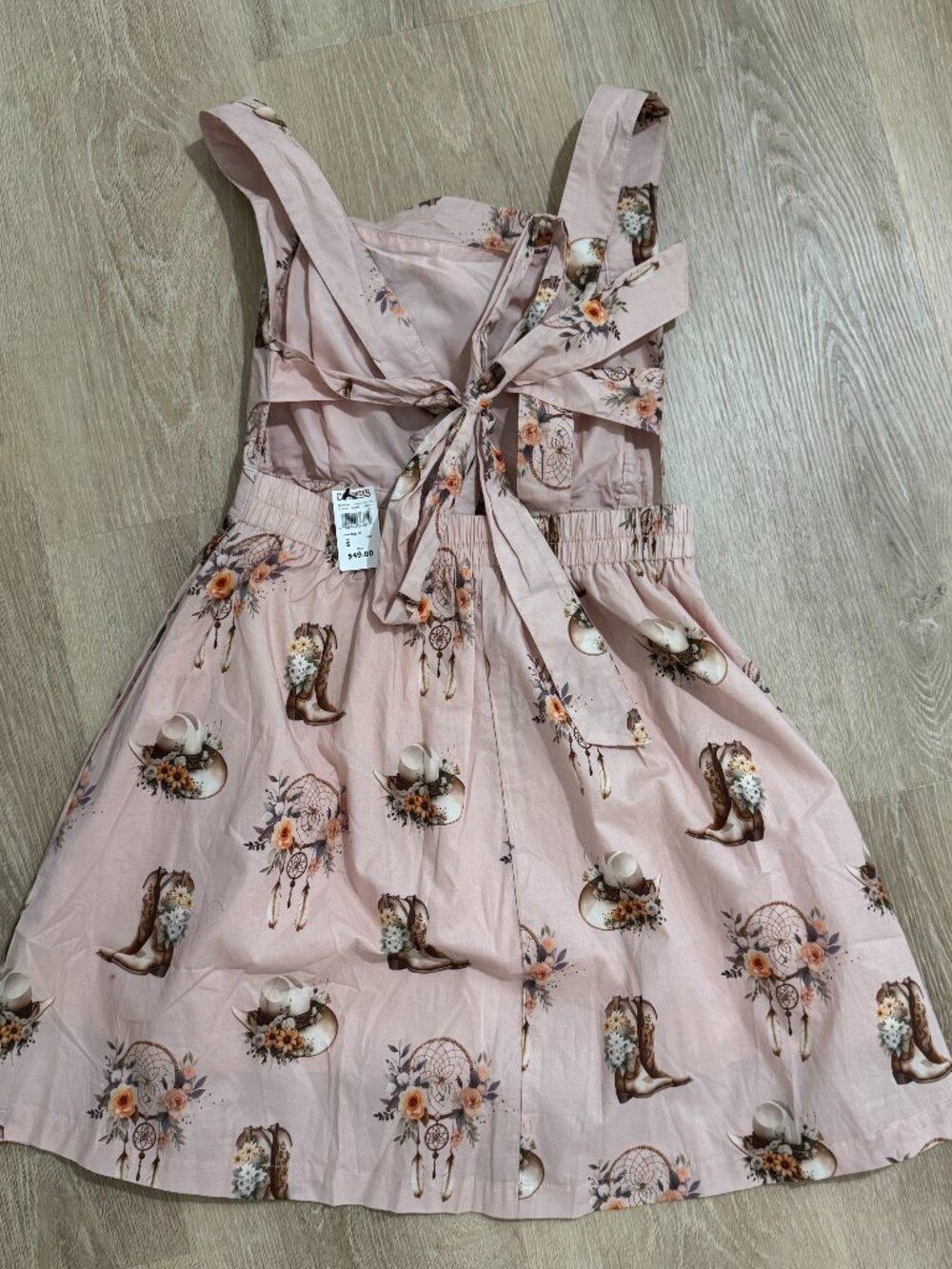 Pink Western Cowgirl Dress | Cowboy Boots & Floral Print | Size S - Picture 3 of 5